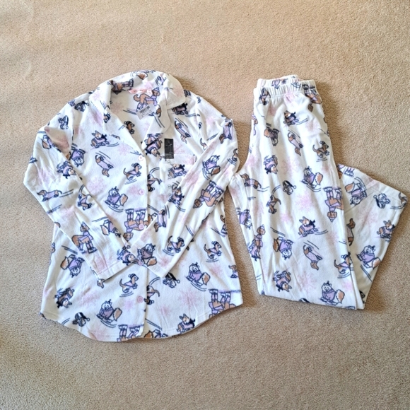 New! La Vie En Rose Pajama Set Fleece 2PC PJ's Women's Size Small Dogs Top Pants - Picture 10 of 10
